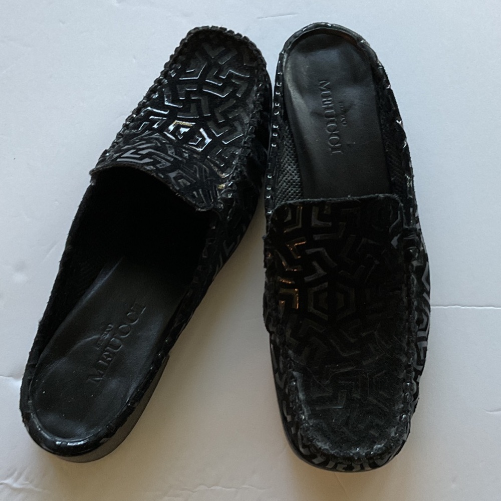 Sesto Meucci Black Textured Loafers, women